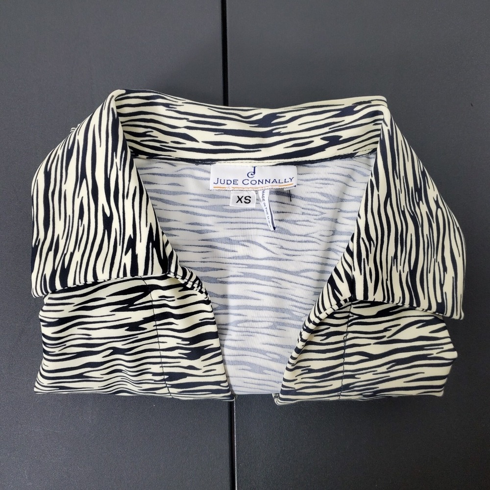 Jude Connally Shirtdress‎ Collared Zebra Print 3/4 Sleeve Ivory Black Women's XS - Picture 10 of 10
